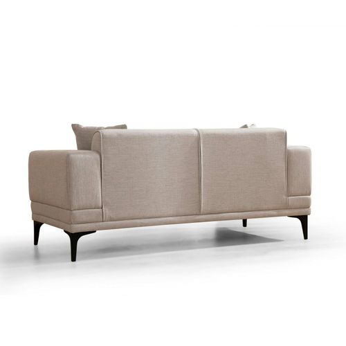 Canapé 2 Places Écru, Accoudoirs Matelassés 170 Cm Lucca