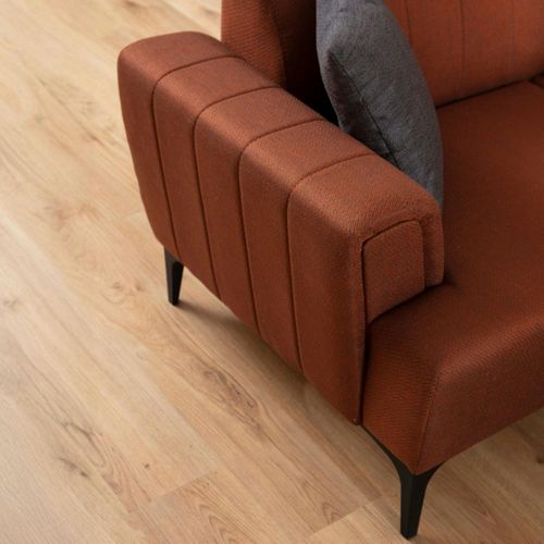 Canapé 2 Places Rouille, Dossier à Coutures Verticales Lucca