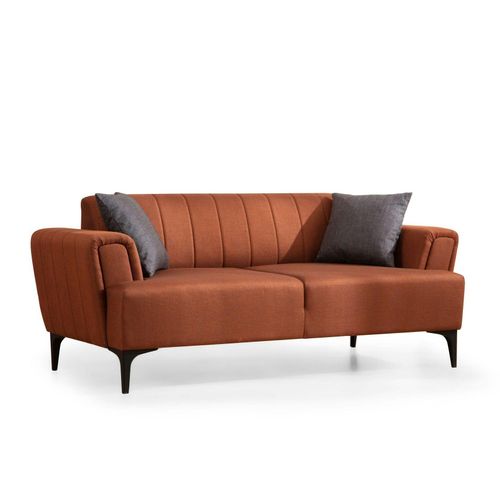 Canapé 2 Places Rouille, Dossier à Coutures Verticales Lucca