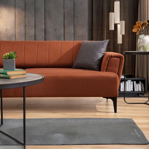 Canapé 2 Places Rouille, Dossier à Coutures Verticales Lucca