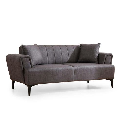 Canapé 2 Places Anthracite, Dossier à Coutures Verticales Lucca