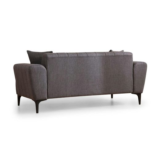 Canapé 2 Places Anthracite, Dossier à Coutures Verticales Lucca