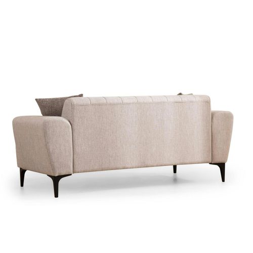 Canapé 2 Places Beige, Dossier à Coutures Verticales Lucca