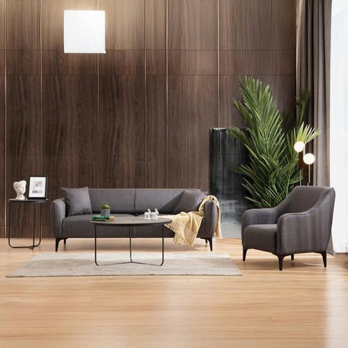 Canapé 3 Places Anthracite Avec Couture Décorative Vilnius