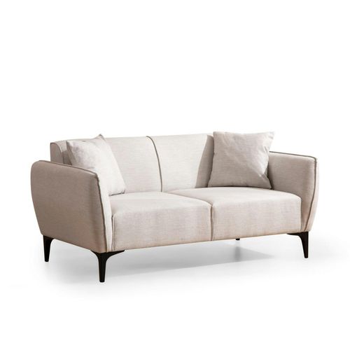 Canapé 2 Places Écru Avec Couture Décorative Vilnius