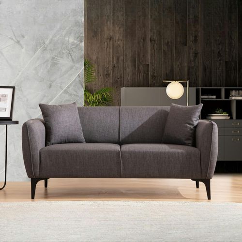 Canapé 2 Places Anthracite Avec Couture Décorative Vilnius