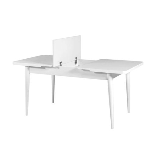 Table Extensible Blanche, Rangement Intégré 130-165 Cm Orina