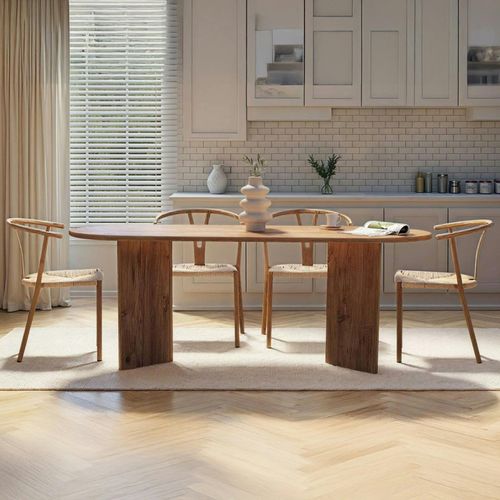 Table à Manger Ovale Effet Pin Pieds En V 200 Cm Marfa