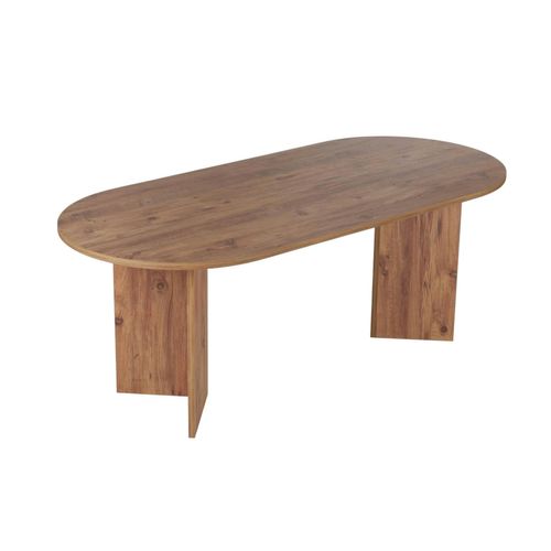 Table à Manger Ovale Effet Pin Pieds En V 200 Cm Marfa