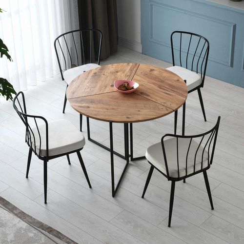 Table Salle à Manger Pliante Effet Pin D.100 Cm Jena