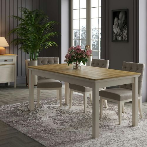 Table à Manger Rectangulaire Moderne Pieds Gris 180 Cm Arola