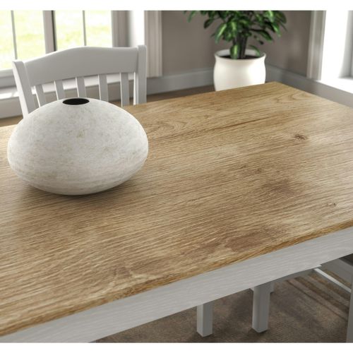 Table à Manger Blanche, Plateau Effet Bois Clair 180 Cm Calma