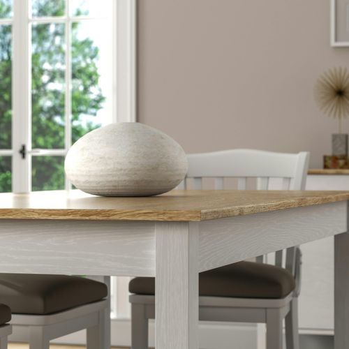 Table à Manger Blanche, Plateau Effet Bois Clair 180 Cm Calma