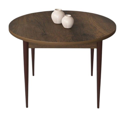 Table à Manger Ronde Effet Bois Noyer Foncé Ø90 Cm Arola