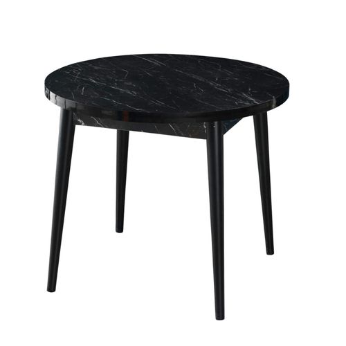 Table à Manger Ronde Noire Effet Marbré Ø90 Cm Marfa