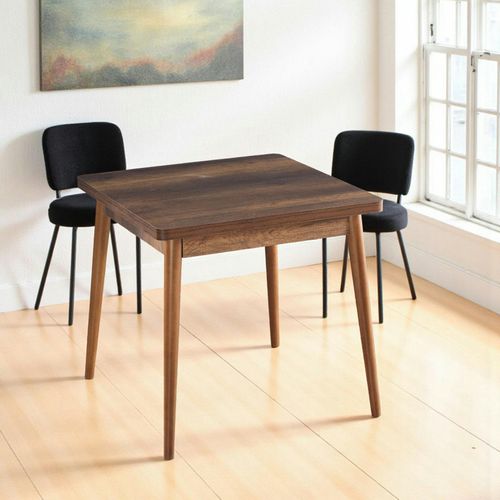 Table De Cuisine Carrée Effet Bois De Noyer 80 Cm Marfa