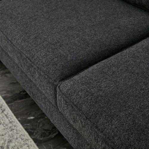 Canapé D'angle Gris Foncé, Pieds Métal Noir Berlin