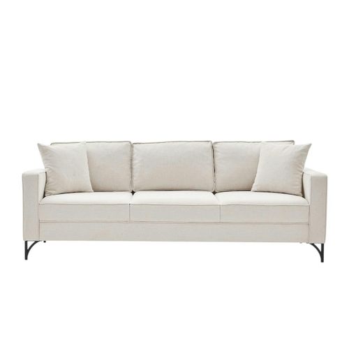 Canapé 3 Places Blanc Crème Pieds Noirs 220 Cm Berlin