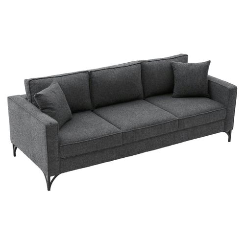 Canapé 3 Places Gris Foncé Pieds Noirs 220 Cm Berlin