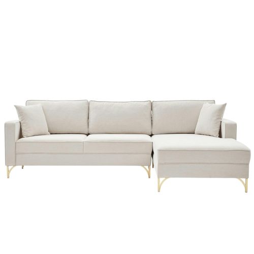 Canapé D'angle Blanc Crème, Pieds Dorés (côté Droit) Neolia