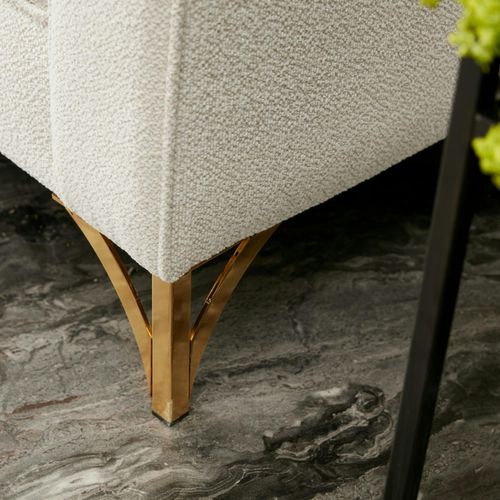 Canapé D'angle Blanc Crème, Pieds Dorés (côté Droit) Neolia