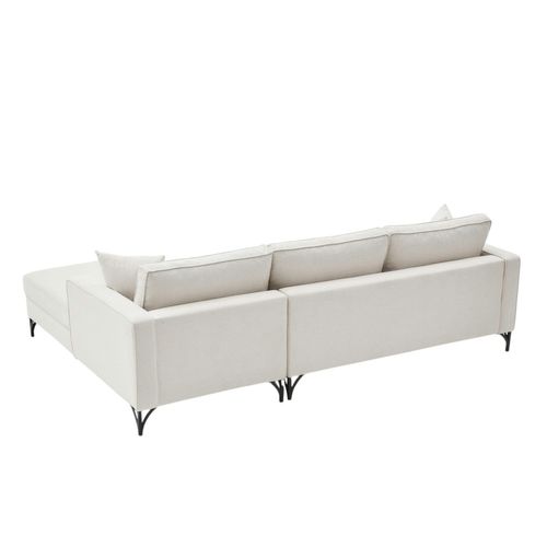 Canapé D'angle Blanc Crème, Pieds Noirs (côté Droit) Neolia