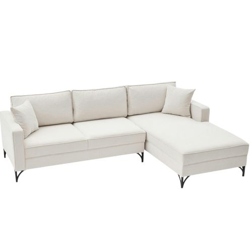 Canapé D'angle Blanc Crème, Pieds Noirs (côté Droit) Neolia