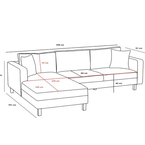 Canapé D'angle Blanc Crème, Pieds Noirs (côté Droit) Neolia