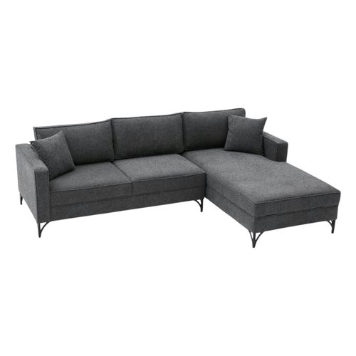 Canapé D'angle Gris Foncé, Pieds Noirs (côté Droit) Neolia
