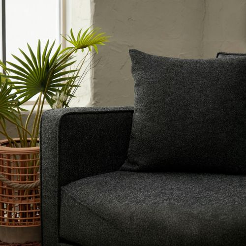 Canapé D'angle Gris Foncé, Pieds Noirs (côté Droit) Neolia