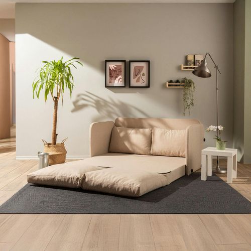 Canapé-lit En Lin Beige, 2 Personnes 140 Cm Oruro