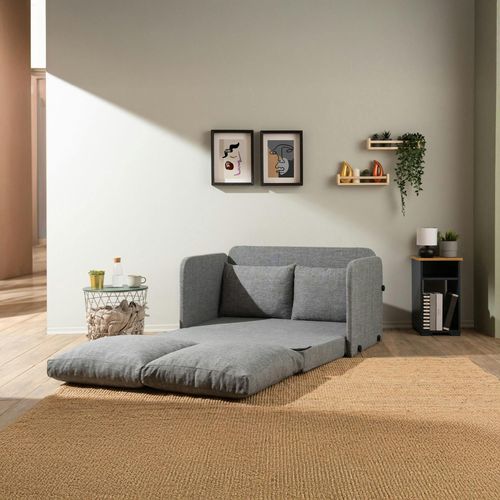 Canapé-lit D'appoint En Lin Gris Chiné, 2 Personnes Oruro