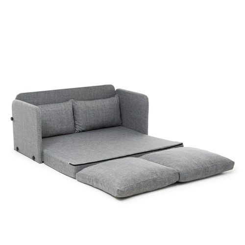 Canapé-lit D'appoint En Lin Gris Chiné, 2 Personnes Oruro