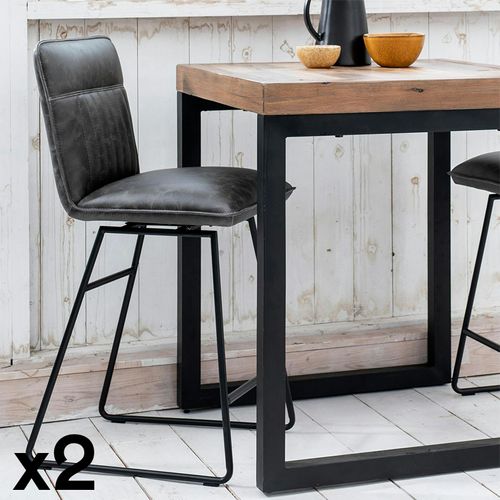 Chaise De Bar Pivotante Gris Used Oka (lot De 2)