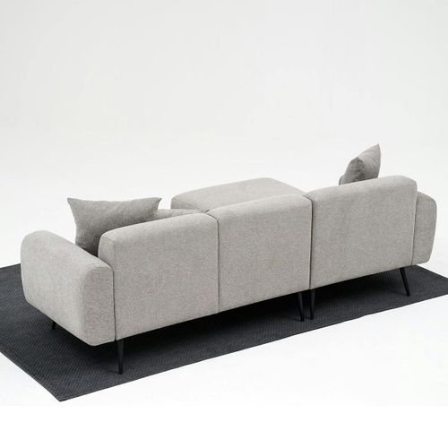 Canapé D'angle Gris Clair Pieds Métal (côté Gauche) Yokoh