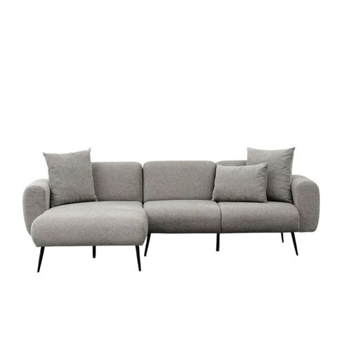 Canapé D'angle Gris Clair Pieds Métal (côté Gauche) Yokoh