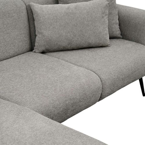 Canapé D'angle Gris Clair Pieds Métal (côté Gauche) Yokoh