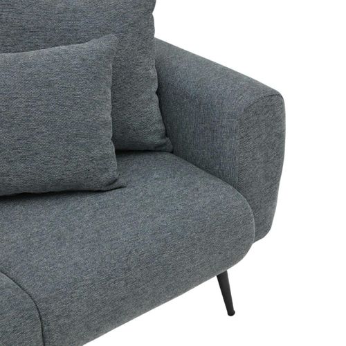 Canapé 3 Places Gris Anthracite, Pieds Métal Noir Yokoh