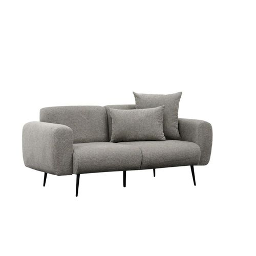 Canapé 2 Places Gris Clair, Pieds Métal Noir Yokoh