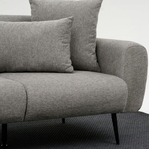 Canapé 2 Places Gris Clair, Pieds Métal Noir Yokoh