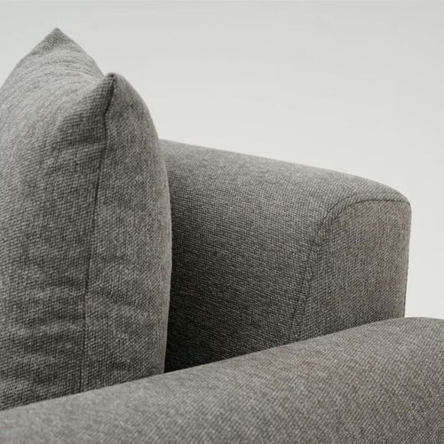 Canapé 2 Places Gris Clair, Pieds Métal Noir Yokoh