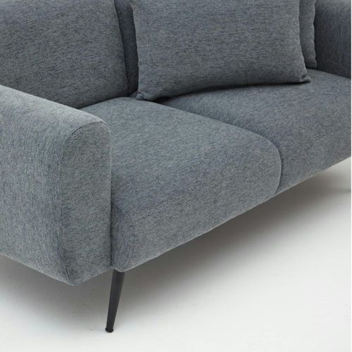 Canapé 2 Places Gris Anthracite, Pieds Métal Noir Yokoh