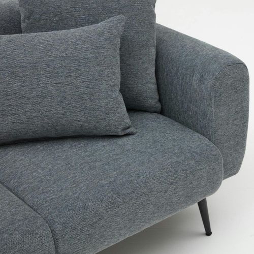 Canapé 2 Places Gris Anthracite, Pieds Métal Noir Yokoh