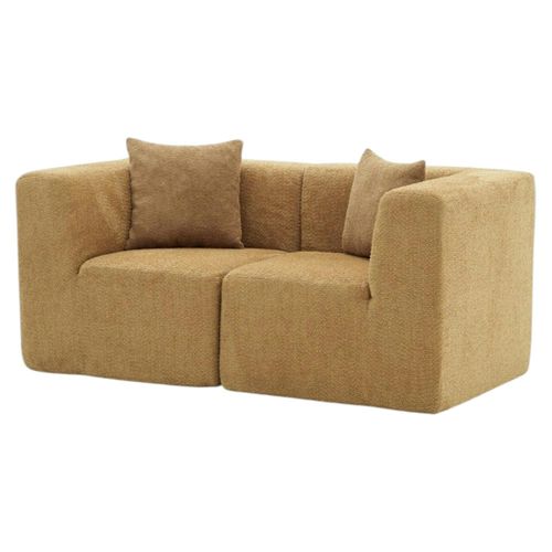 Canapé 2 Places Compact Marron Tissu Chenille Plovia