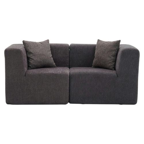 Canapé 2 Places Compact Anthracite Tissu Chenille Plovia