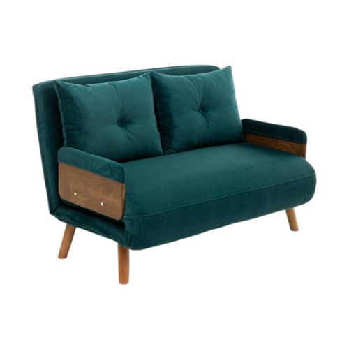 Canapé-lit D'appoint En Velours Bleu Lagon, 2 Places Loja