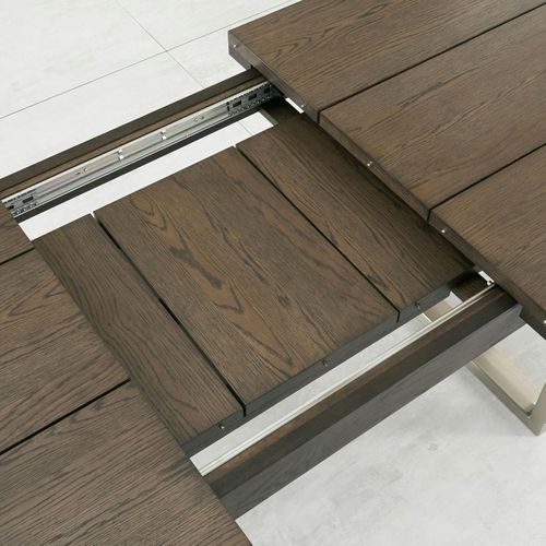 Table à Manger Extensible En Chêne Et Métal Brossé 190-240 Rimini