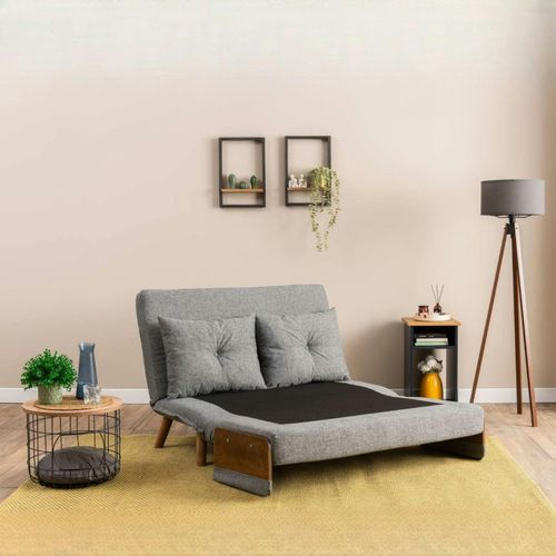 Canapé-lit D'appoint En Tissu Gris Chiné, 2 Places Loja