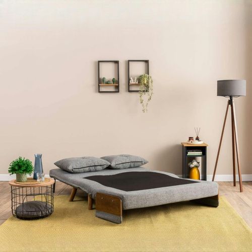 Canapé-lit D'appoint En Tissu Gris Chiné, 2 Places Loja