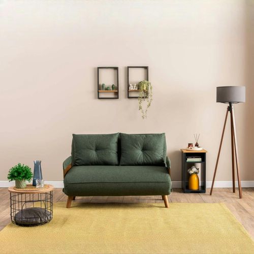 Canapé-lit D'appoint En Tissu Vert Sapin, 2 Places Loja